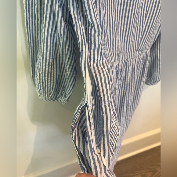 NWT forever 21 blue and white striped mini dress white embroidered flowers Small - Picture 5 of 8
